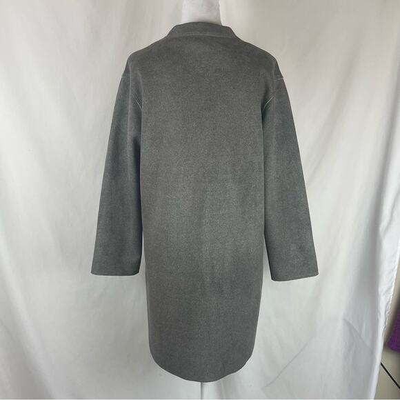 Anthropologie Luii Gray Raw Edge Metal Snaps Academia Prep Coat NWOT Size S - Picture 5 of 11